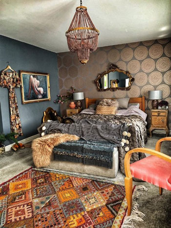 maximalism style master bedroom