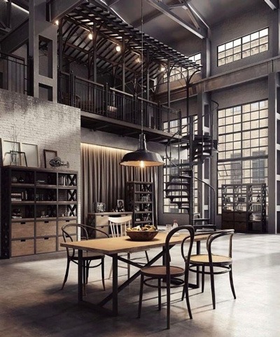 industrial style dining room