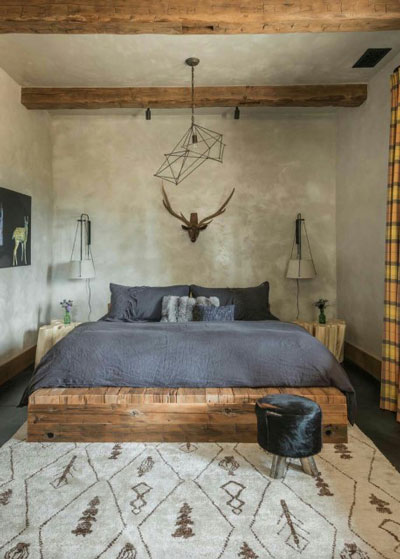 rustic style master bed room 